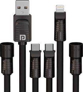 Portronics Type C 3 A 1.4 m Konnect Tetra 4-In-1 Cable & Connector with 60W Max Output, Fast Charging Cable