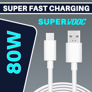 Safa USB Type C Cable 8 A 1 m 80W / 8A SUPER VOOC FAST CHARGING FOR OPPO Reno 6, Reno 6 Pro, Reno 5, Reno 5 Pro, Reno 4, Reno 4 Pro, Reno 4F