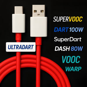 ULTRADART USB Type C Cable 1 m original 100W/80W/65W USB-C Cable | VOOC, SUPERVOOC, SuperDart, WARP Supported | OnePlus/Oppo/Realme/Nothing/Samsung Compatible – Red