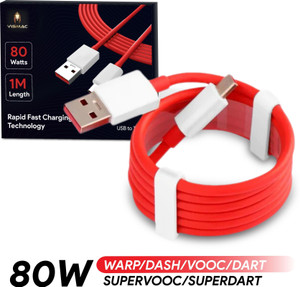 vismac USB Type C Cable 8 A 1 m copper 80W/6.5A Compatible Data Sync Fast Charging Cable Supports Dash/Warp Charging
