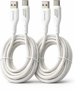 Tarendra USB Type C Cable 10 A 2 m TPE, Nylon Braided USB Type-C Fast Charging Cable (Pack of 2) 120W 5-Core Copper Wire Nylon Braided Unbreakable SuperVOOC VOOC Warp Dash Dart Support 200,000+ Bend 12 Month Warranty