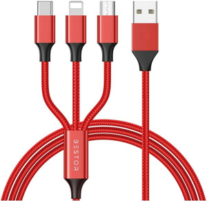 Bestor USB Type C Cable 2 A 1.2 m Multi Charging Cable 4ft 3 in 1 Nylon Braided Multiple Fast for Android, iOS and Devices USB Port Connectors Tablets And More