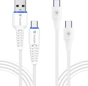 RAEGR USB Type C Cable 2 A 1 m RG10337 Rapidline 100 Type C to C & Type A to C Cable Combo