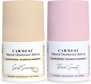 Carmesi Combo of 2 Fragrances - Sweet Summer & Floral Sunset | Natural UnderArms Deodorant Roll-on  -  For Women