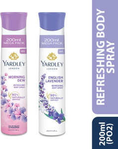 Yardley London Morning Dew Refreshing Body Spray 200ml + English Lavender 200ml Deodorant Spray  -  For Women