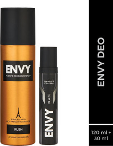 Envy Rush Body Deo 120 ml & Blaze Nano 30 ml Deodorant Spray  -  For Men