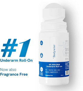 Bodywise 4% AHA BHA | Reduces Pigmentation & Odour | Fragrance Free Underarm Deodorant Roll-on  -  For Women
