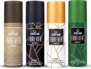 OSCAR Forever Paris, Black, White & Knight Unisex Deodorant Body Spray 40ML Each Deodorant Spray  -  For Men & Women