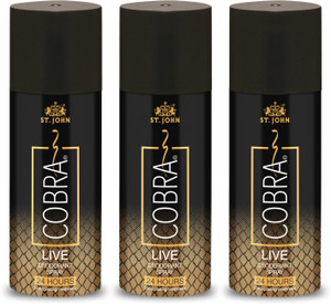 ST.JOHN Cobra Deo Live 150ml (Pack of 3) Deodorant Body Spray - For Men & Women Deodorant Spray  -  For Men & Women