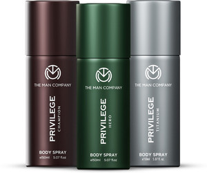 THE MAN COMPANY Privilege Hero, Titanium & Champion | Long-Lasting Deodorant Spray  -  For Men