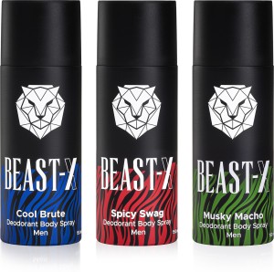 BEAST - X Cool Brute, Spicy Swag and Musky Macho Deodorant Spray  -  For Men