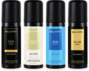 BELLAVITA organic Deo Parfum Travel-Size Gift Set|4x50 ml|Long Lasting Body Deodorant Spray  -  For Men & Women