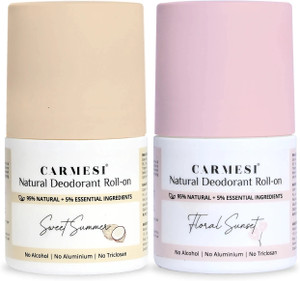 Carmesi Combo of 2 Fragrances - Sweet Summer & Floral Sunset | Natural UnderArms Deodorant Roll-on - For Women