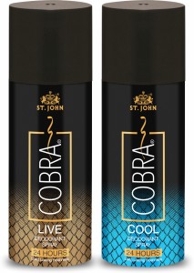 ST-JOHN Cobra Deo Live (150 ml) & Cobra Deo Cool (150 ml) Perfume Body Spray  -  For Men & Women