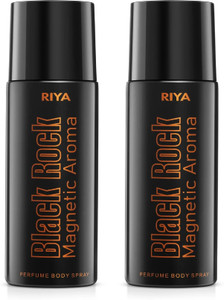 RIYA Black Rock Body Spray Deodorant For Men Pack Of 2 150 Ml Each Deodorant Spray  -  For Men