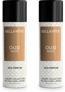 BELLAVITA OUD WHITE Deo Parfum Combo|Long lasting deodorant with Woody & Tobacco Notes| Deodorant Spray  -  For Men