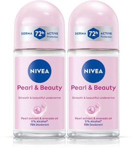 NIVEA Pearl and Beauty Roll On for Smooth Underarms, 0% Alcohol, 72h Active Protection Deodorant Roll-on  -  For Women