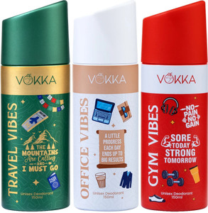 VOKKA Vibes Deodorant Combo Pack | Gym Vibes, Office Vibes, Travel Vibes Long Lasting Deodorant Spray - For Men & Women