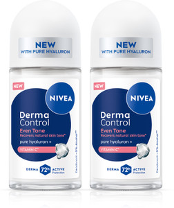 NIVEA Derma Control Eventone Roll On, 0% Alcohol, Pure Hyaluron & Vit C for Women Deodorant Roll-on  -  For Women
