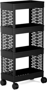 Surety for Safety Multi Purpose Plastic Trolley For News Papers And Magazines With 4 Wheels Plastic Free Standing Cabinet