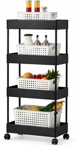 Cantus Black Plastic Kitchen Trolley