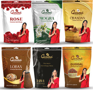 Garima Zipper Dhoop Pouches Combo, (Pack of 5) Rose, Chandan, Guggal, 3 IN 1, Mogra, Loban