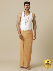Ramraj Cotton Single Layer Kavi with Border Solid Men Dhoti