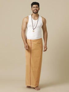 Ramraj Cotton Single Layer Kavi with Border Solid Men Dhoti