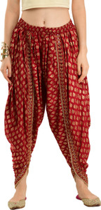 अरोवाना Maroon Rayon Fabric महिलाओं के लिए प्रिंटेड धोती