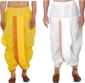 Shomyra Creations Readymade Silk Dhoti for men, Pack of 2, Free Size Solid Men Dhoti