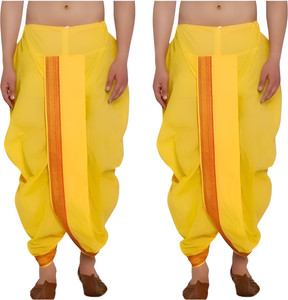 Shomyra Creations Readymade Silk Dhoti for men, Pack of 2, Free Size Solid Men Dhoti