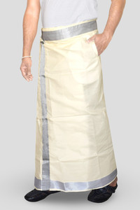 TUNI MANI Men's Cotton Welcro Dhoti with Pocket/Adjustable for all size (28-44 Inches) Solid Men Dhoti