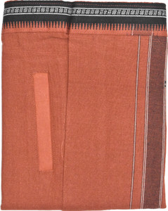 TUNI MANI Rudratcha Border Velcro Pocket Dhoti Solid Men Dhoti