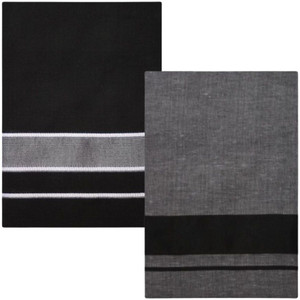 Priyam Multicolor Lungis (Mundus) Dhotis for Men Black & Ash Grey (Free Size Veshti) Solid Men Dhoti