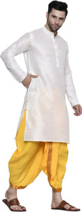 RAMESHWARAM FABRICS Readymade Dhoti for men with Silk Kurta Set, Suitable for Pooja, Festival Solid Men Dhoti