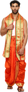 RAMESHWARAM FABRICS Readymade Dhoti for Men, Velcro Style Stitched Mens Silk Dhoti Pant Set Men Dhoti