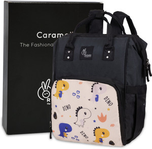 R for Rabbit Caramello Dino Diaper Bag for Mother, With 3 Insulated Front Pockets (Beige) Baby Travel Diaper Bag Backpack for Women