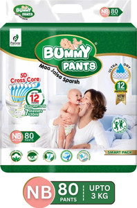 BUMMY PANTS Ultra Dry Baby Diapers with 5D Cross Core & 12-Hour Absorption | Pack of 1 - New Born