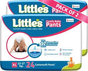 Little's Comfy Baby Pants Diapers with Wetness Indicator and 12 hours Absorption | Extra Large - XL