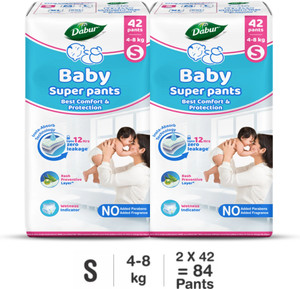 Dabur Baby Super Pants | Diaper Infused with Aloe Vera, Shea Butter & Vitamin E | Insta-Absorb Technology - S