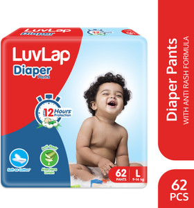 LuvLap Diaper Pants Large (LG) 9 to 14Kg, 62 Count, Baby Diaper Pants, with Aloe Vera Lotion for rash protection, with upto 12 Hour protection - L