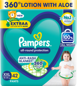 Pampers All Round Protection Diaper Pants, Anti Rash Blanket, Lotion with Aloe - XXL