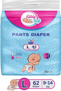 KiddySoft Baby Diaper Pant Style| 5 Layer All Night Leakage Protection & Quick Absorbency - L