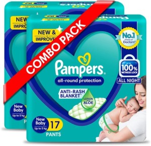 Pampers all-round protection, New Baby size ( NB 17+17 pieces ) Combo Pack - New Born