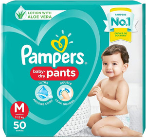 Pampers Medium size baby diapers (MD), 50 Count, Anti Rash diapers