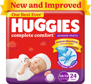 Huggies Complete Comfort Wonder Pants, India's Fastest Absorbing Diaper | - New Born