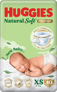 Huggies Natural Soft Premium Baby, Cloud Softness All Over, New Born - XS