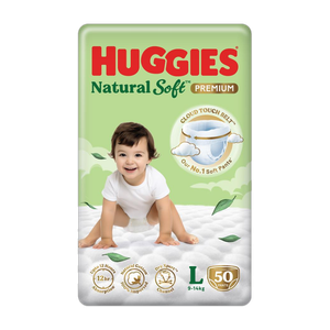 Huggies Natural Soft Premium Baby, Cloud Softness All Over, Large - L