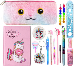 Neel Unicorn Stationery Gift Set for Girls Birthday Return Gift Set Party  Favor Gift A2 Notebook School Set for Girls Unicorn Fur Pencil Case/Pouch 