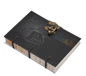 The Vintage Journal Buddha Print 100% Recycled Handmade Diary With Lock A5 Diary Unruled 144 Pages
